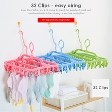 32 Clips Portable chaussettes tissu cintre support pince à linge multifonctionnel support de séchage porte-chaussette garde-robe rangement cintres en tissu