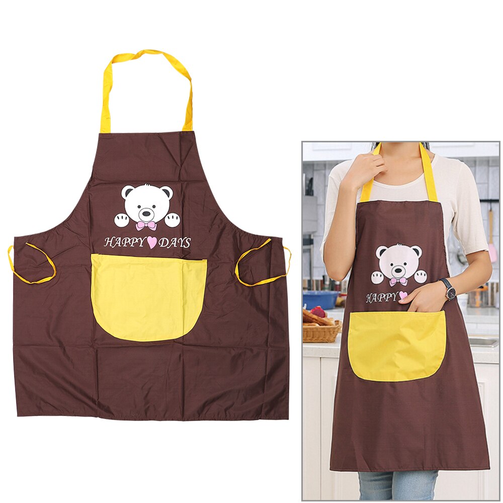 HOOMIN Cartoon Bear Microfiber Aprons Home Kitchen Chef Restaurant Waiter Apron For Man Woman Cooking Apron With Pockets: Coffee