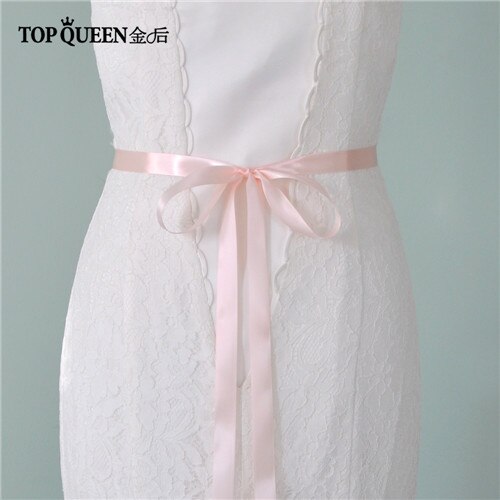 TOPQUEEN S375-S Wedding Dress Belts Bridal Waist Belt Dress Satin Ribbon Belt Indian Beaded Belt Luxury Rhinstone Dress Belts: BB pink