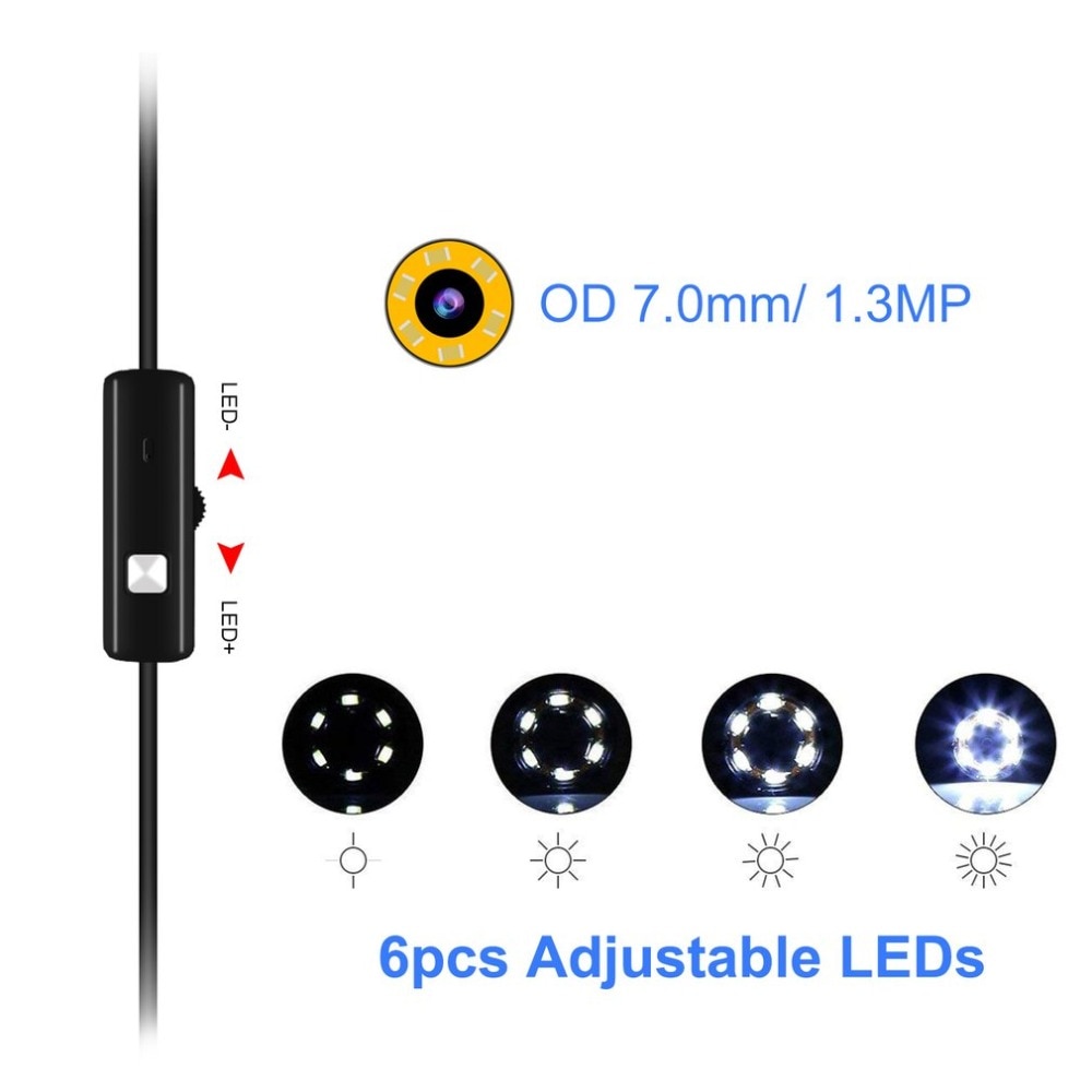 Caméra Endoscope WIFI étanche pour Android, 1m, 6 LED, longue distance focale effective, DFDF