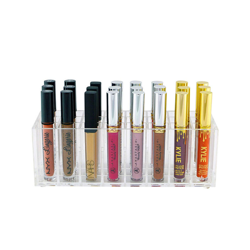 Akryl lipgloss holder 24 slots læbestift boks display stand diverse opbevaring boks kosmetisk makeup organizer holder