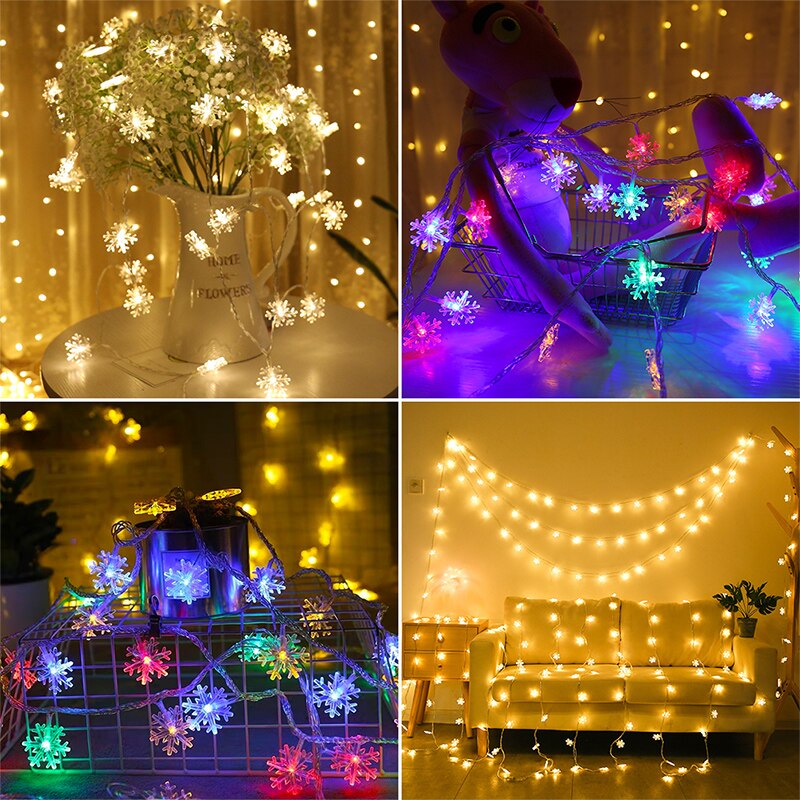 Fairy Christmas Lights Festoon Led Garland Curtain String Lights Tree Indoor Outdoor Decoration Battery Operated Street Decor