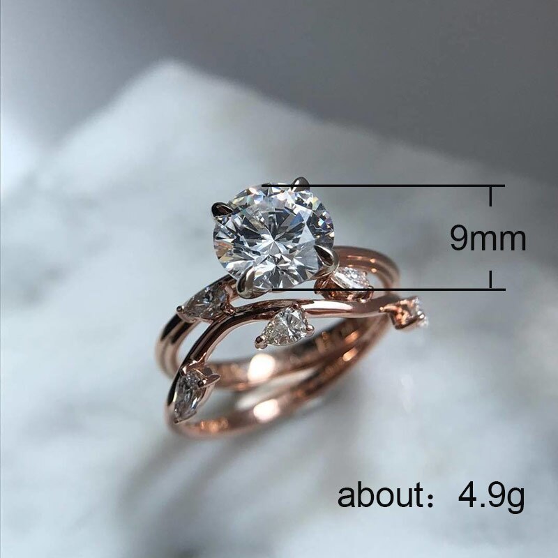 Huitan Romantische Bridal Ring Sets Voor Meisje Romantische Plant Blad Met Clear Dazzling Kubieke Zirkoon Steen Lots & bulk