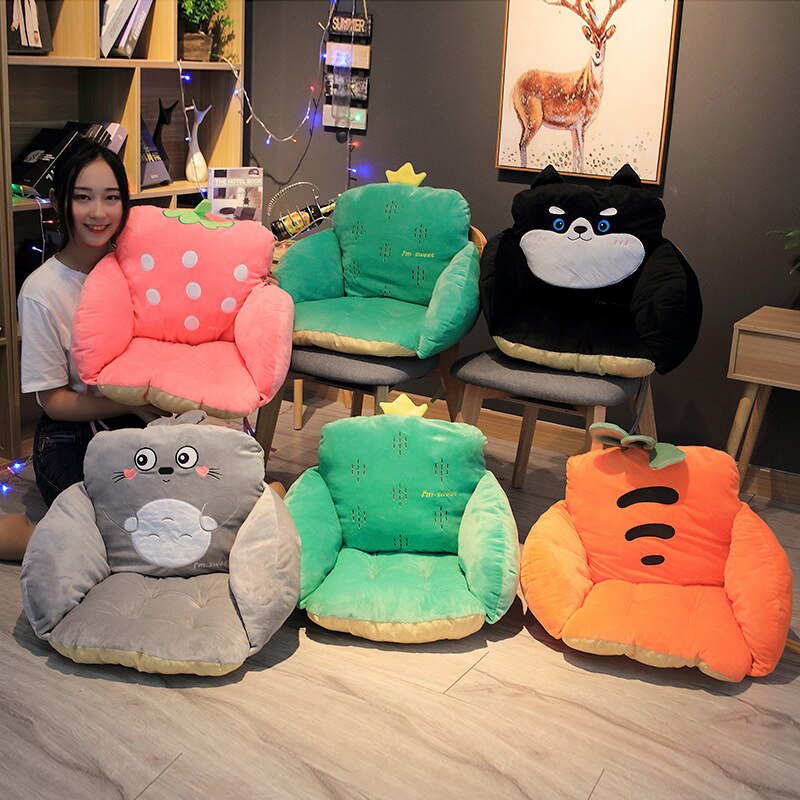 Coussin confortable en peluche de carotte pour étudiant | Coussin Husky épais et pour siège, coussin antidérapant pour bureau, coussin pour chaise d'ordinateur