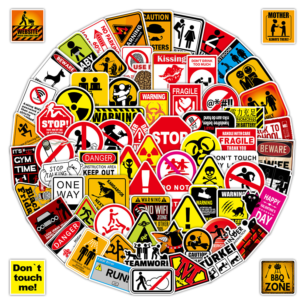 100 stuks multifunctionele waarschuwingsstickers - waterdichte stickers voor de werkplek, verpakking en dagelijkse veiligheid (papery pop store)