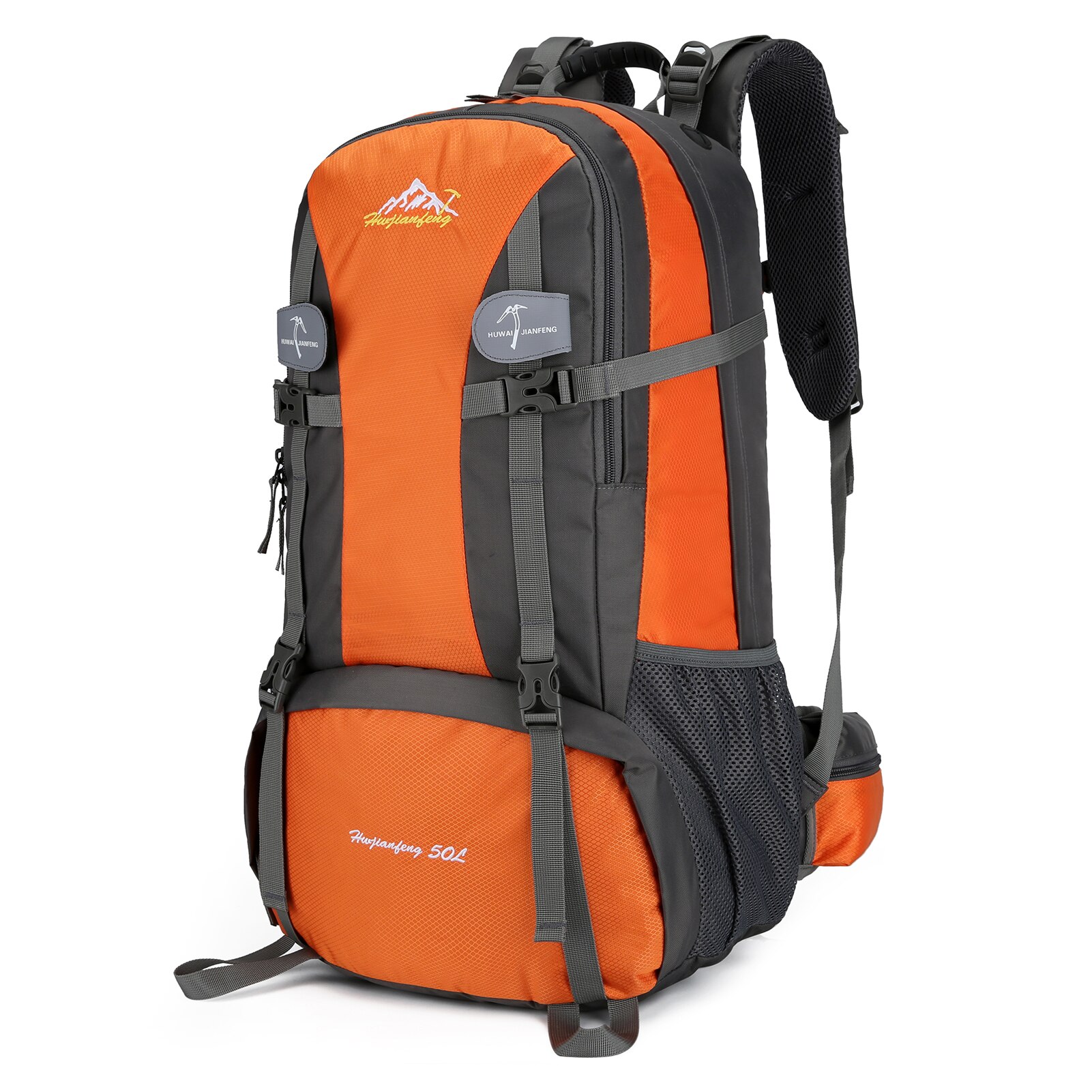 50L Trekking Backpack Hiking Backpack for Mountaineering Travelling Camping: Orange