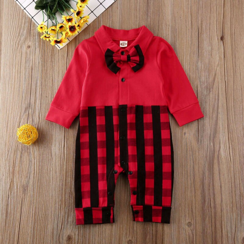 Sisters Brothers Matching Kids Baby Rompers 0-18M Boys Girls Christmas Plaid Print Long Sleeve Romper Outfits
