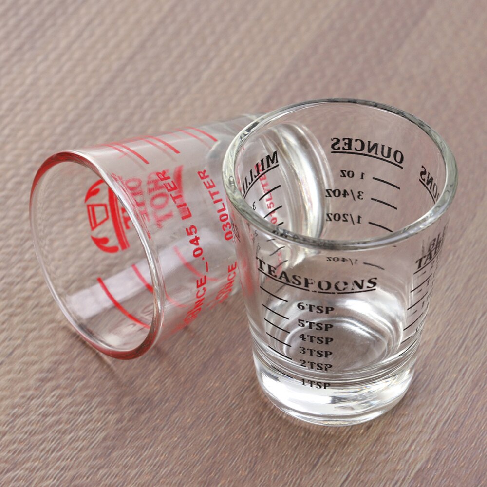 30ML Glass Measuring Cup Espresso Shot Glass Liquid Glass Ounce Cup with Scale Kitchen Measure Tool Supplies (Black)