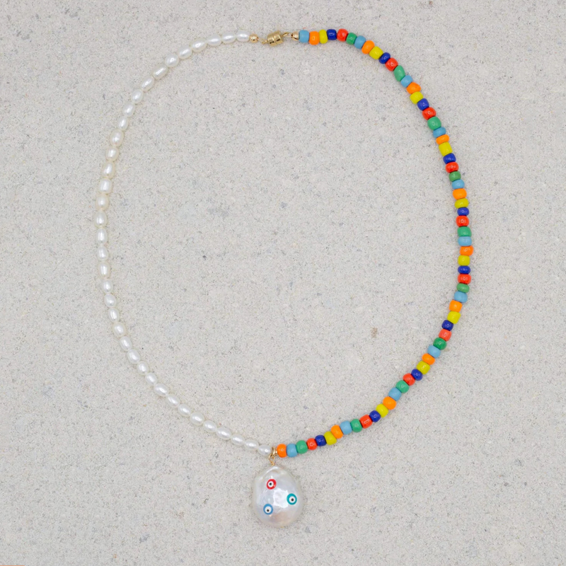 Natural Pearl Necklace for Women Colorful Natural Beaded Choker Exquisite Handmade Jewelry