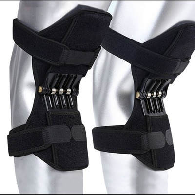 Rodillera de soporte de resorte de acero al carbono, almohadilla estabilizadora de potencia para correr, rodillera, rodillera de protección para rodilla