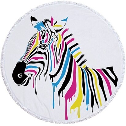 Luipaard Tijger Patroon Gedrukt Ronde Strandlaken Met Kwasten Microfiber 150Cm Zomer Zwemmen Picknick Mat Tapijt Reizen Deken: Beach towel9