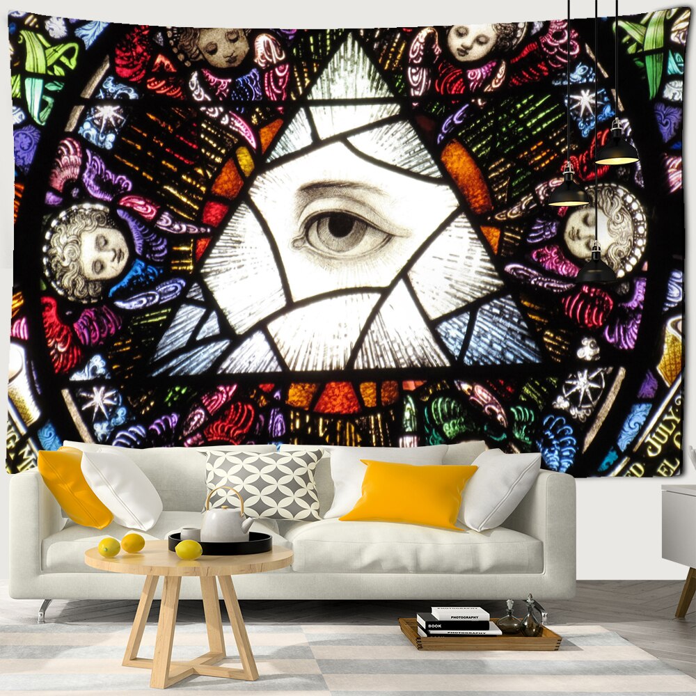 Psychedelic Eye Tapestry Wall Hanging Portrait Witchcraft Hippie Abstract Mystery Horror Dark Home Decor