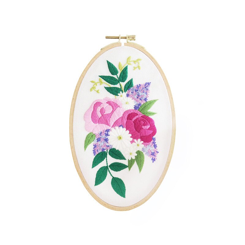 Red Bud Flowers Embroidery Kit DIY Needlework Houseplant Pattern Needlecraft for Beginner Cross Stitch Artcraft(Without Hoop): E