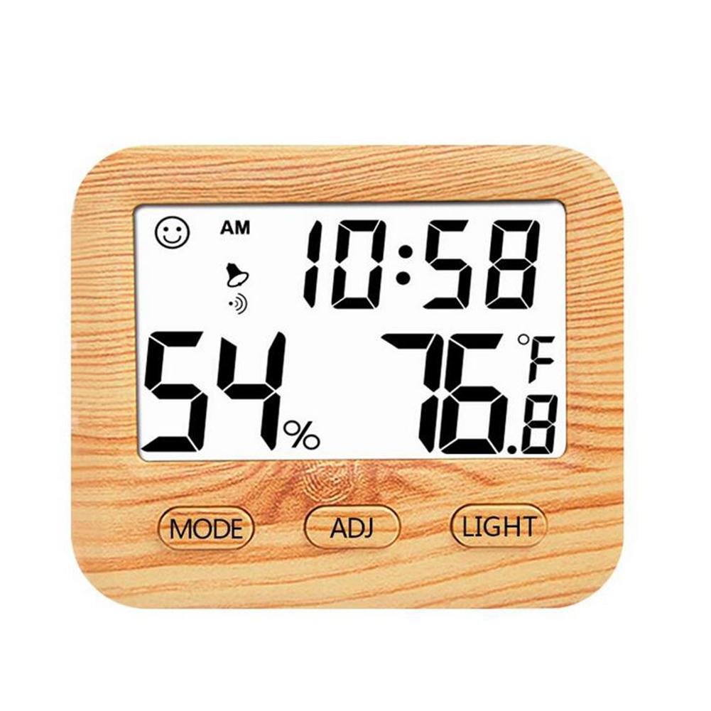 Electronic Digital Temperature Humidity Meter Small Home Indoor High-Precision Backlight Wooden Grain Thermometer Hygrometer #CO: Default Title