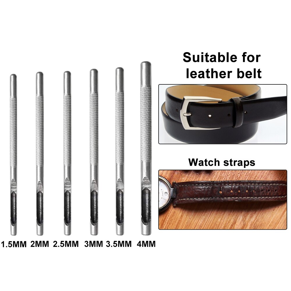 Round Leather Shape Hole Punch Kit Belt Hollow DIY Punch Set Metal Cutter Tool 1-10MM for Watch Band Craft Clothing Canva Paper: 1.5 2 2.5 3  3.5 4mm