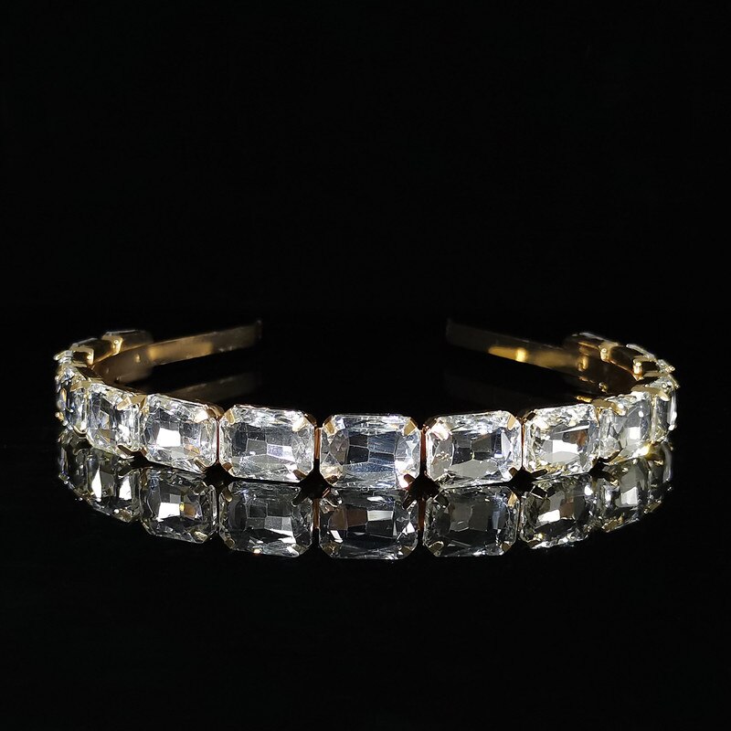 Ladies Tiaras Full Crystal Simple Hair Bands Hair Hoops Lady super flash Wedding Hair Accessories: XZ405white