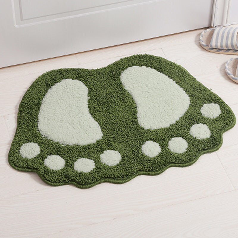 60X40CM Big Feet Bath Mat Suction Non-slip Sucker Bathing Bathroom Floor Doormat Kitchen Door Mat Pad: Green bath mat