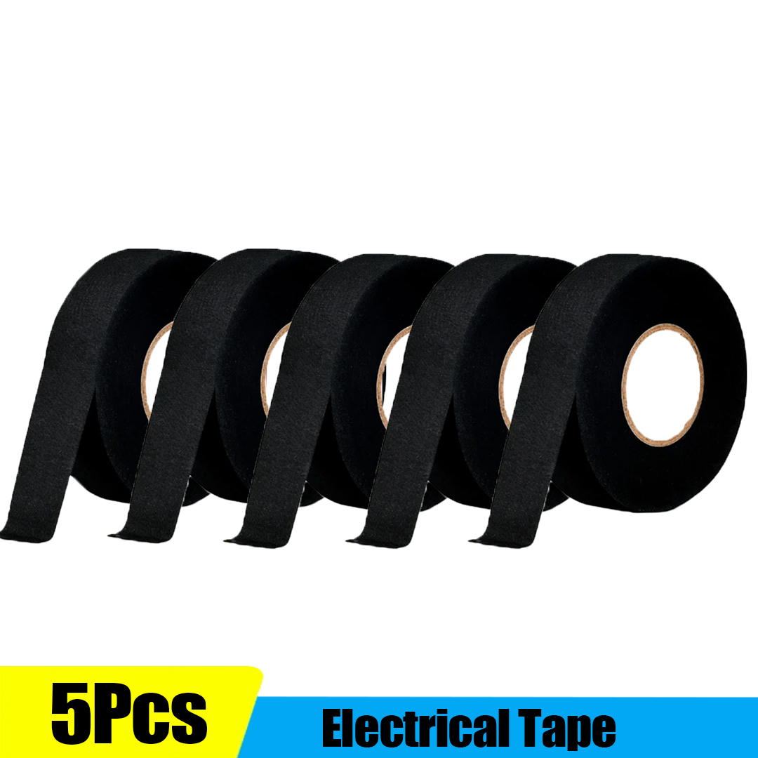 Cinta eléctrica resistente al calor para arnés, cinta adhesiva de tela impermeable aislante para automoción, 5 piezas: Marrón / 1 mm / 5 metros