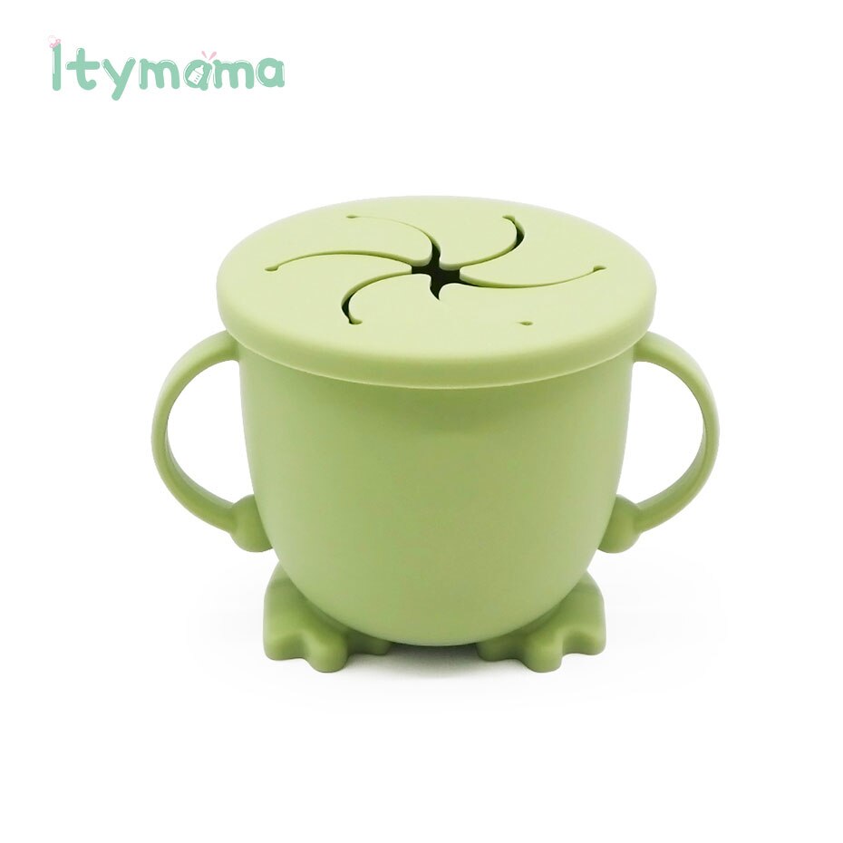 Silicone Tasse De Casse-Croûte Pour Les Tout-petits et Les Enfants Bébé Apprentissage D'alimentation Tasses Vaisselle Pour Enfants SANS BPA De Alimentaire En Silicone Étanche: SN002-4 Dark Green