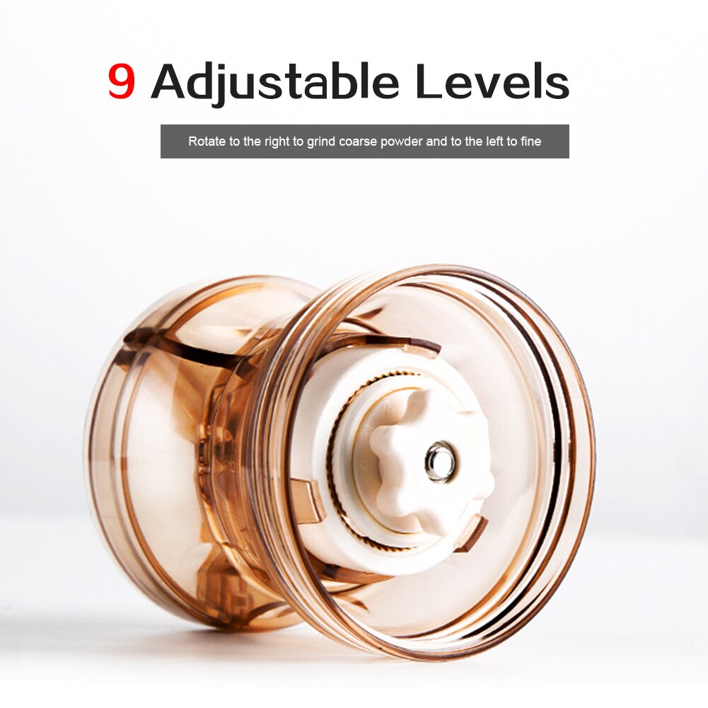 Handmatige koffiemolen, bonenmolen, draagbaar thuis, peper, keukengereedschap, reisbureau, keramische braam, café, handzwengel