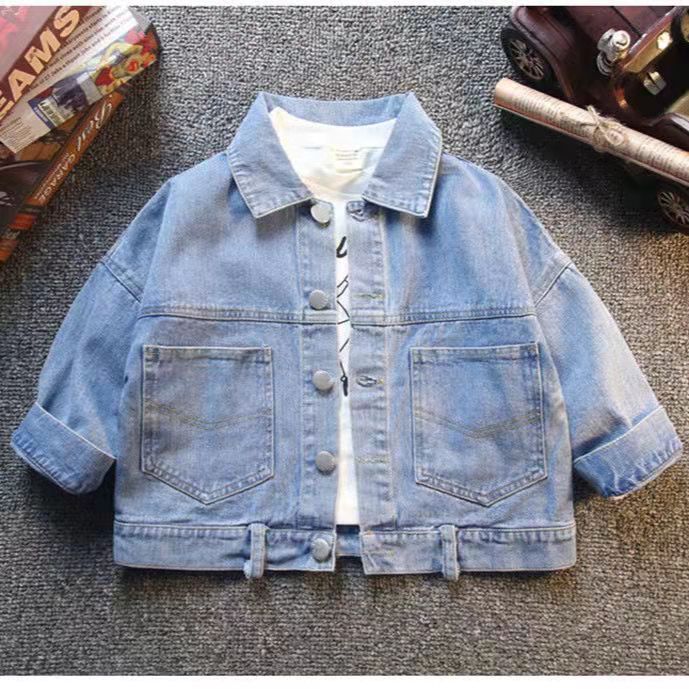 Vestes en Denim pour enfants, Trench en Jean, broderie, manteau décontracté, vêtements d'extérieur, printemps automne: C / 130CM