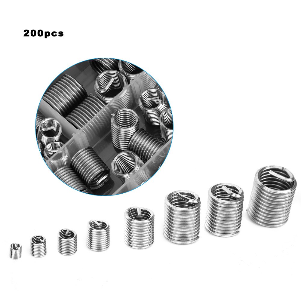 Gänginsats , 200 st 304 gänginsats i rostfritt stål  m3/m4/m5/m6/m8/m10/m12 aluminium invändig gänginsats för