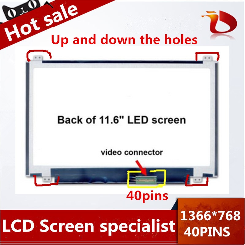 11.6" Laptop Screen LCD Display Panel For Acer Aspire One Chromebook Q1VZC laptop 1366*768 40pins up and down holes