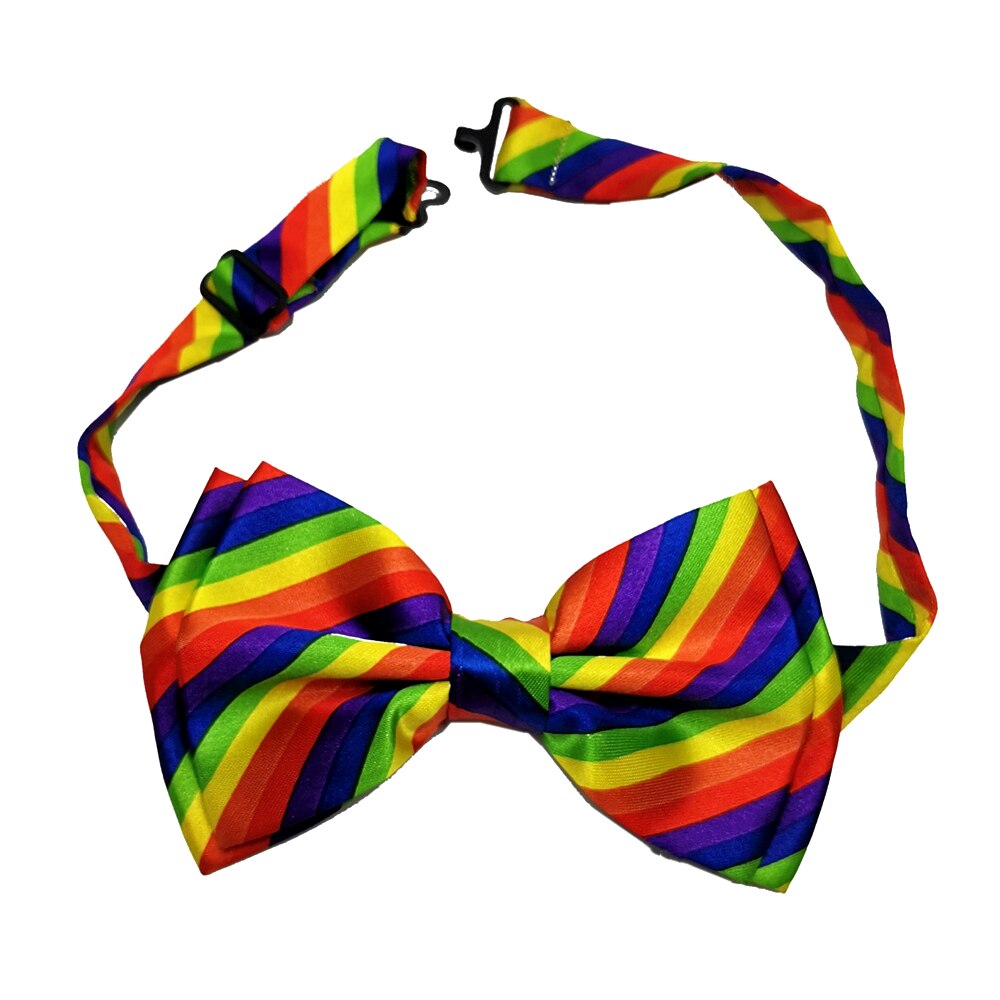 12*7.5 CM Unisex Adult Double layer Colorful Rainbow Bow Tie Striped Neck tie men and women shirt match for wedding: Color 2