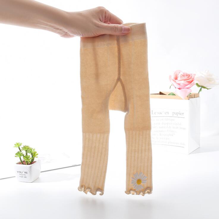 Barn bebis flickor leggings tunna anti-myggblomma solida ruched byxor toddler nio pnats barn casual strumpbyxor strumpa 6m-4y: F / 6-12m