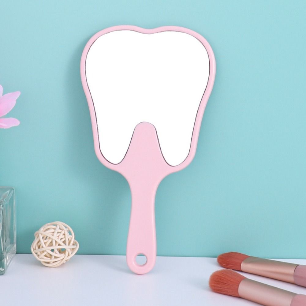 Espelho portátil em forma de dente de plástico para mulheres, durável e leve, de alta definição, espelho de maquiagem portátil mini espelho setorial portátil