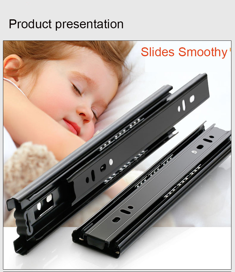 2PCS6" - 20" Stainless Steel Drawer Slides Soft Close Drawer Track Rail Sliding Three-Section Cabinet Slides Furniture Hardware