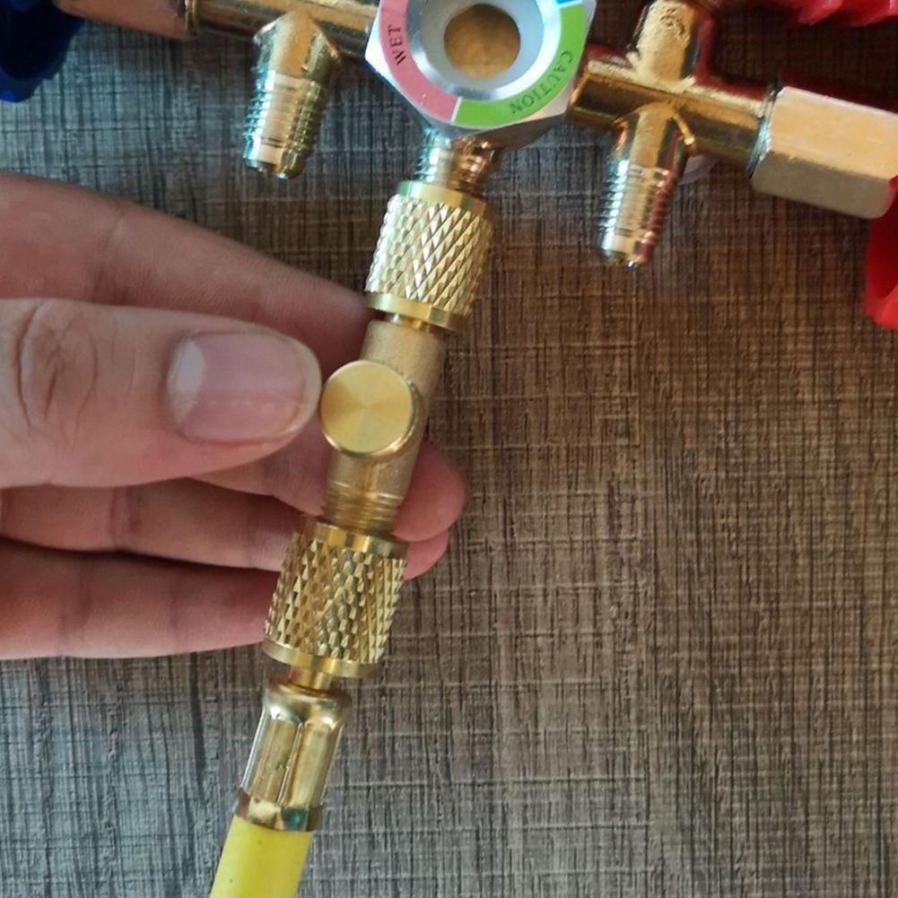 Refrigerant Exhaust Valve Bleed Valve Full Copper Quick Release Fluorine Pipe Exhaust Valve Pressure Gauge Exclusion Air Valve