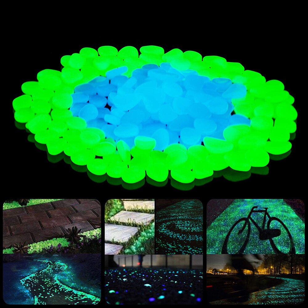 50/100Pcs Glow in The Dark Garden Pebbles Stones Rocks for Yard and Walkways Decor, DIY Decorative Luminous Stones