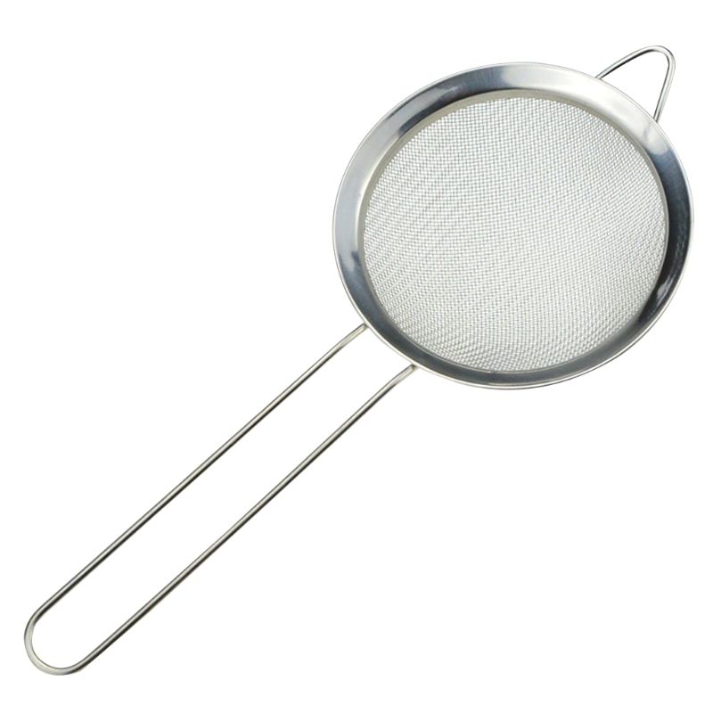 Stainless steel kitchen sieve fine mesh, reinforced handle, set of 4 sizes 8/12 /18/20cm