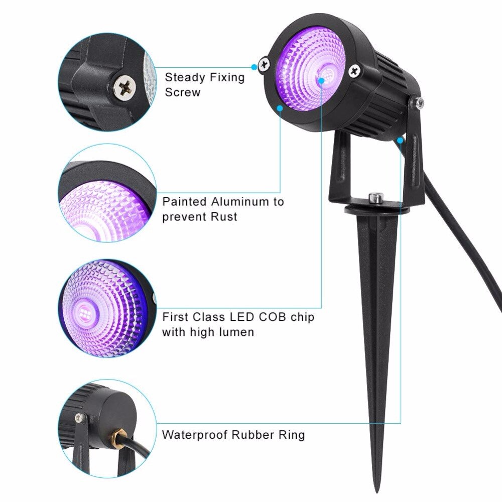 Landscape Lights, 10W Waterproof UV LED Landscape Lighting Walls Trees Outdoor Landscape Spotlights with Spike ST130