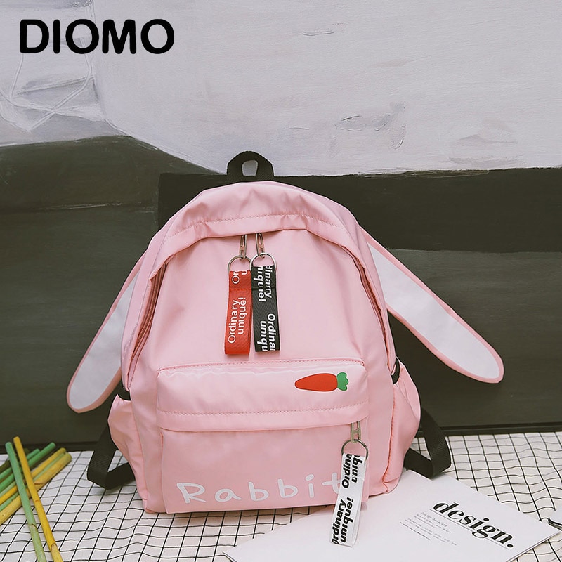 DIOMO Cute Animal Ears Primary and Secondary School Bags for Teenage Girls Cute Backpack Small Bagpack Rucksack Women Back Bag