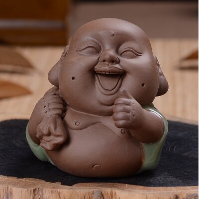 Glad buddha grine smilende buddha lille størrelse porcelæn leret ler te kæledyr geyao håndværk knitre glasur te spille på salg: Stil 7