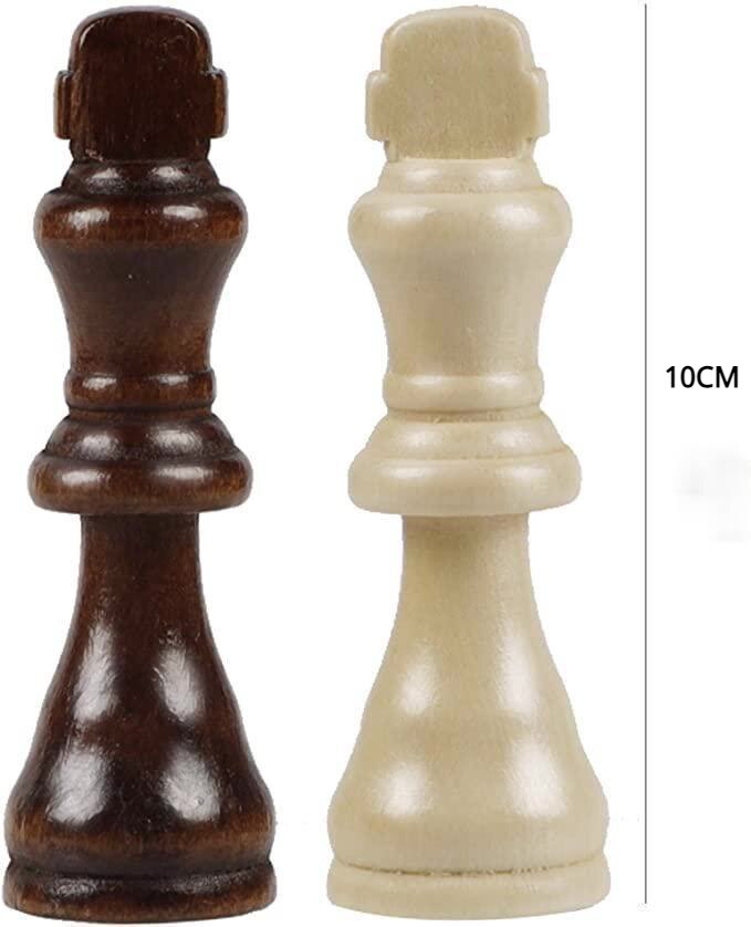 Stora schackpjäser endast 10cm kungpjäser schackpjäser i staunton -stil gjorda av trä i sammetpåse 9.5cm drottningpjäser
