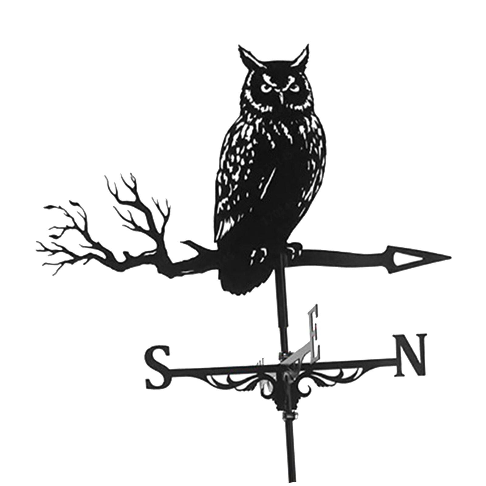 Iron Zwarte Uil Vorm Windwijzer Windwijzer Outdoor Scene Decor Ornament