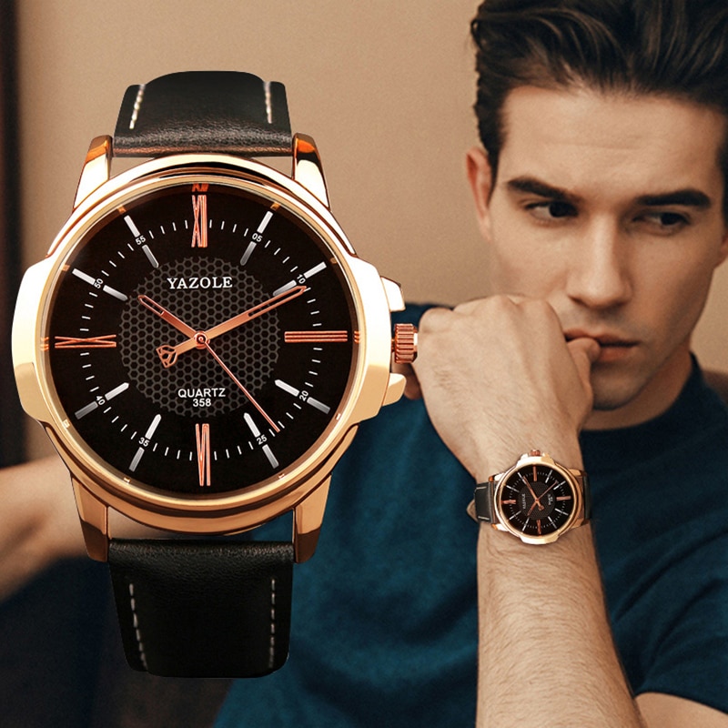 YAZOLE Heren Horloges Top Brand Luxe Mannen Horloge Mode Lederen heren Horloge Unieke Klok erkek kol saati relogio masculino
