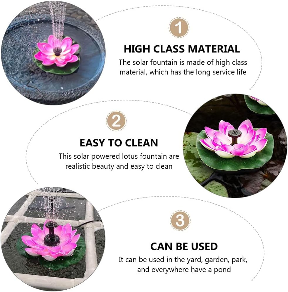 Fontanna solarna z pompą, pływająca fontanna z liliami wodnymi, do kąpieli ptaków w ogrodzie, na patio, do basenu zewnętrznego, do kąpieli kolibrów i dekoracji stawu rybnego