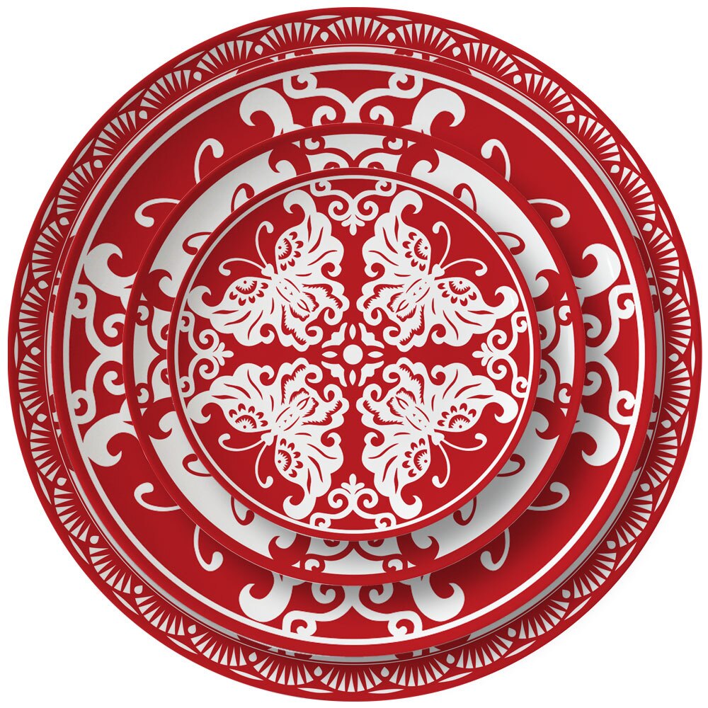 Chinese Plate Set Butterfly paper-cut bone china tableware set household fruit plate dessert tableware