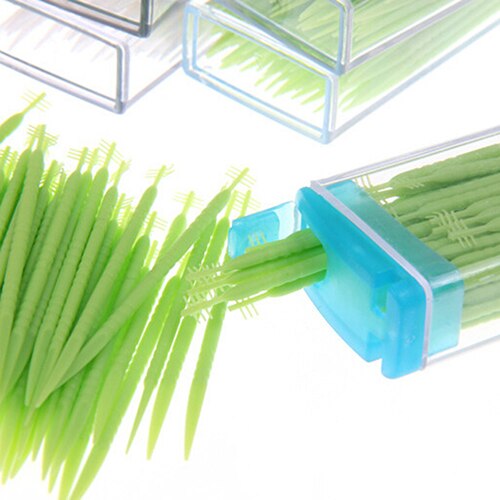 Draagbare Plastic Tandenstoker 50 Pack Boxed Groene Geen Geur Oral Dental Picks