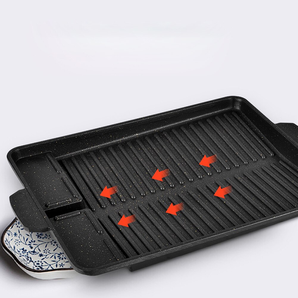 31 x 25cm metal non-stick grill stegegrill pande rektangel non-stick grill køkkengrej koreansk bbq bakke tallerken udendørs picnic værktøj