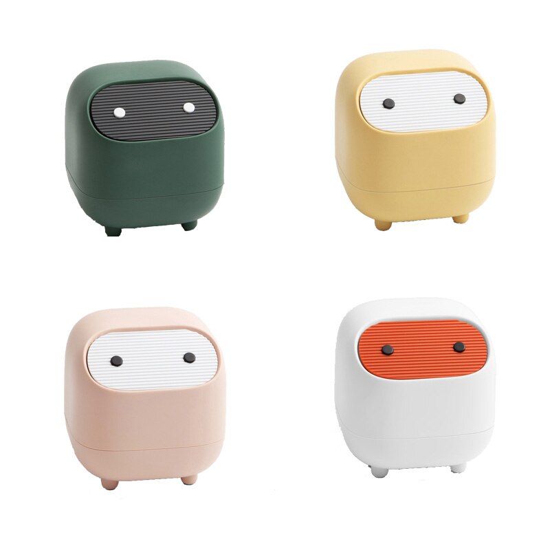 Mini Cute Waste Bin Desktop Small Trash Kitchen Can with Lid Garbage Organizer Detachable Cover Dining Table Desk Storage Bucket