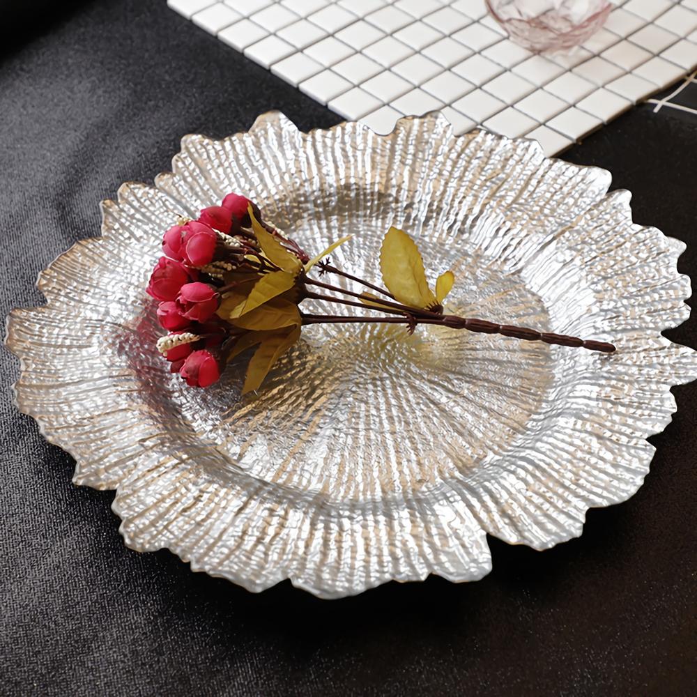 Western Electroplating golden sun plate Glass Bowl Kitchen Restaurant Table Decoration Fruits Dessert Plate