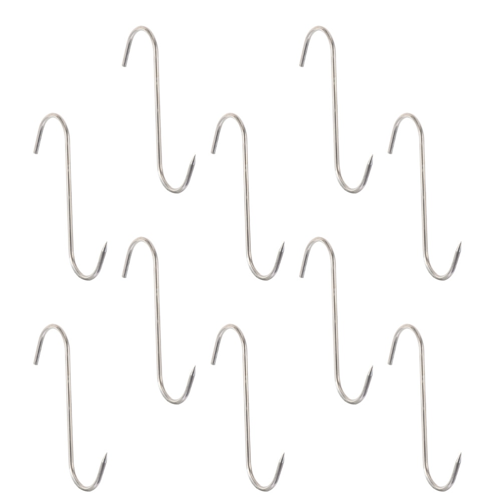 10Pcs Meat Hooks Meat Processing Hooks Metal S-Hooks Bacon Hanger Smoker Hooks