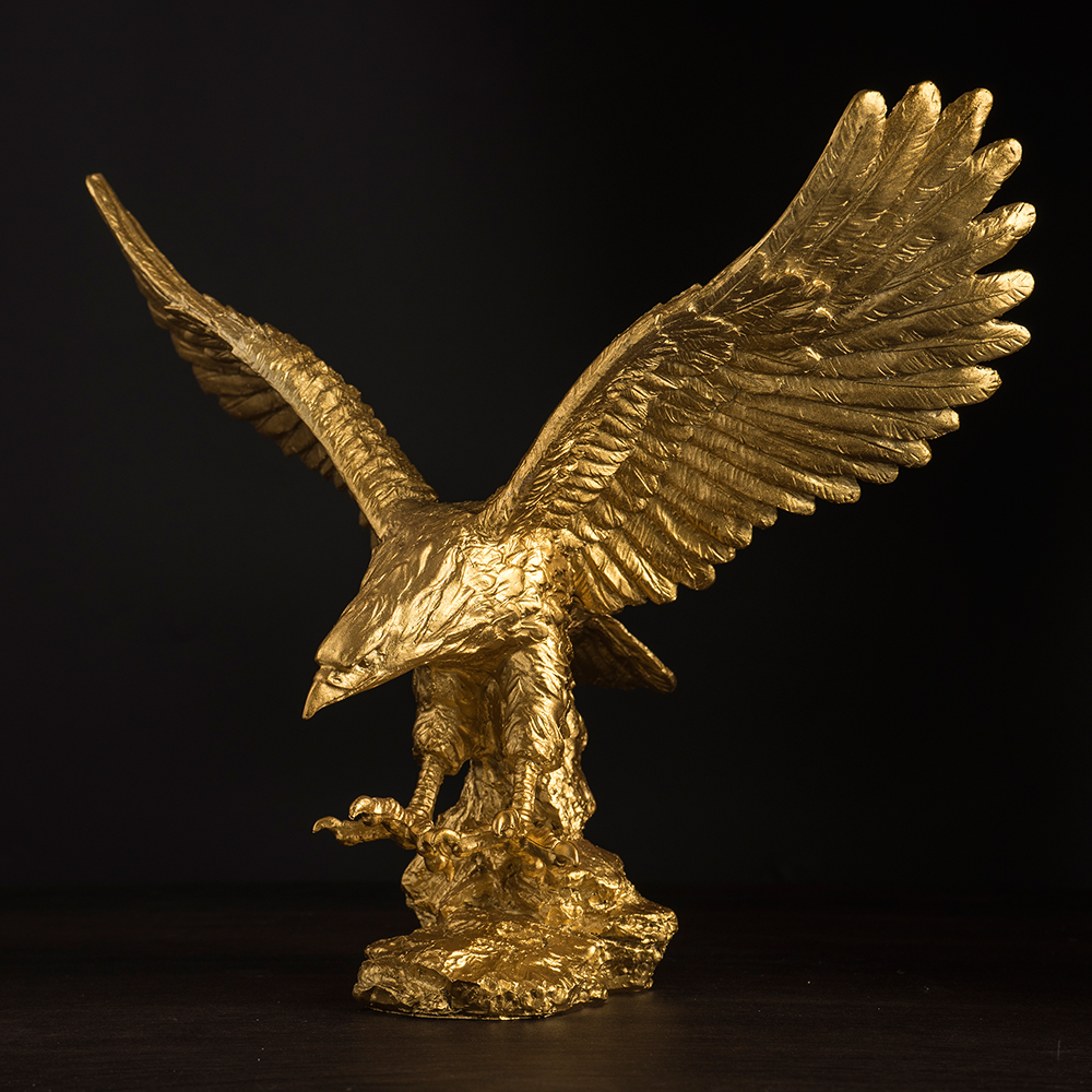 Estatua de águila dorada de resina americana de NORTHEUINS, colección de modelos artísticos de animales, adorno para el hogar, oficina, escritorio, figuritas de decoración Feng Shui
