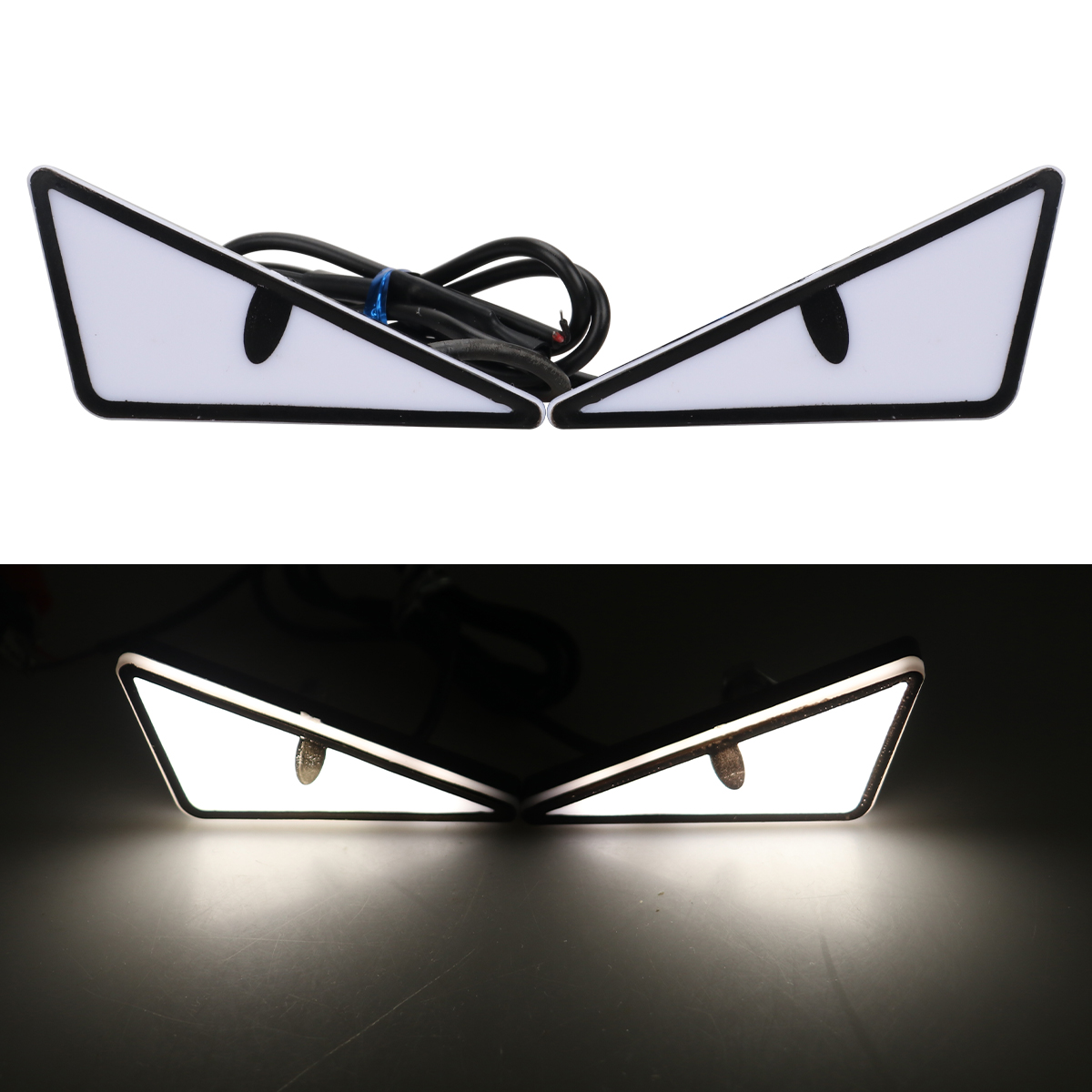 2Stck Motorrad LED Dämon Auge Licht Halbkreis/Dreieck Auge Blinker Licht Dynamische Rücklicht Mini Auto Dekoration lichter: MULTI