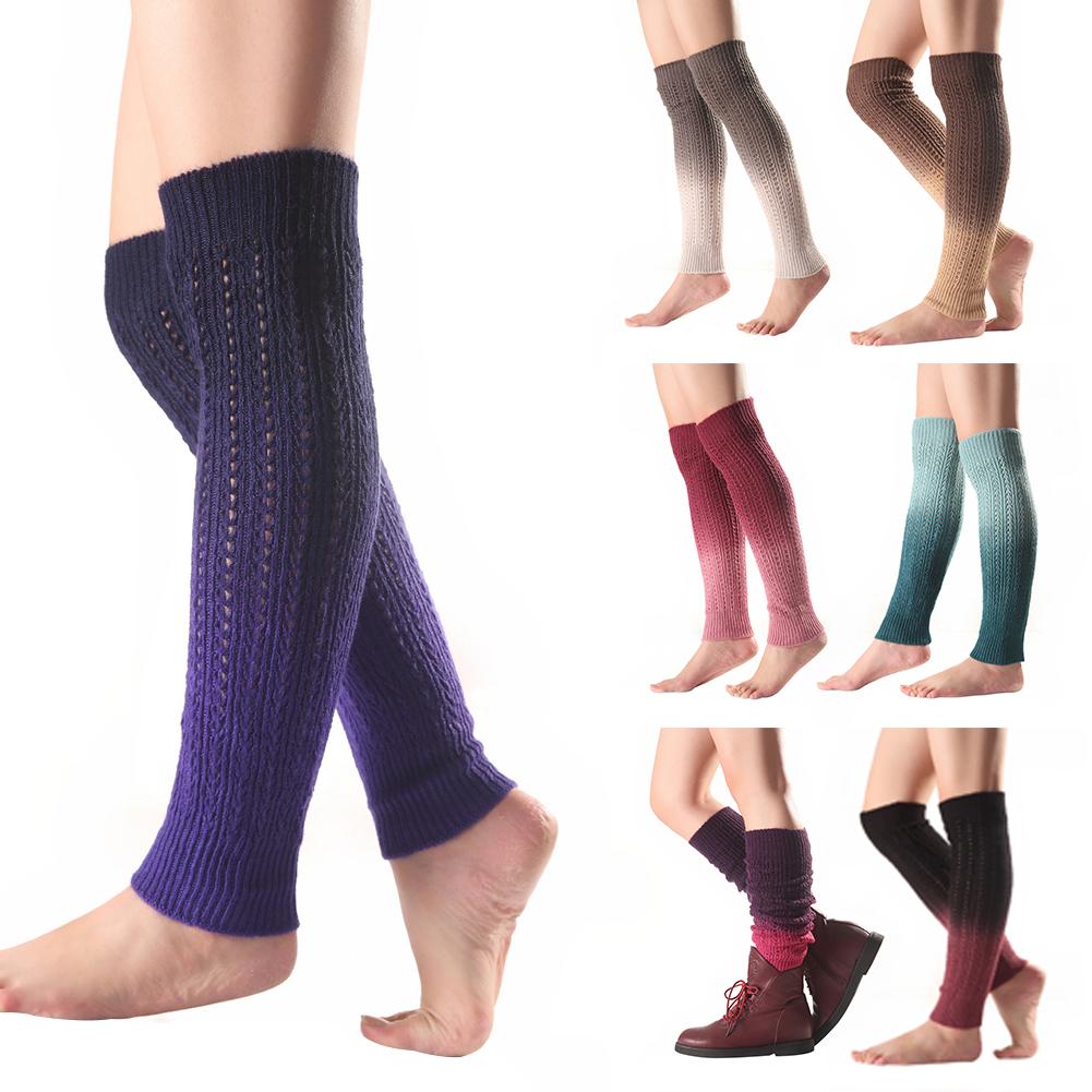 SALES! Gradient Knee High Women Boot Socks Winter Knitted Footless Leg Sleeve Warmer Women's Leg Warmer Winter Warm